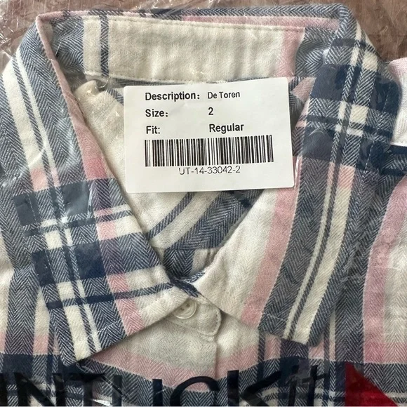 UNTUCKit De Toren Women’s Plaid Long Sleeve Button Down Shirt Sz 2 - Picture 4 of 5